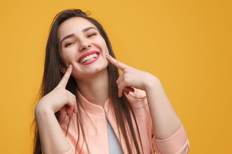 Lady shows pretty smile